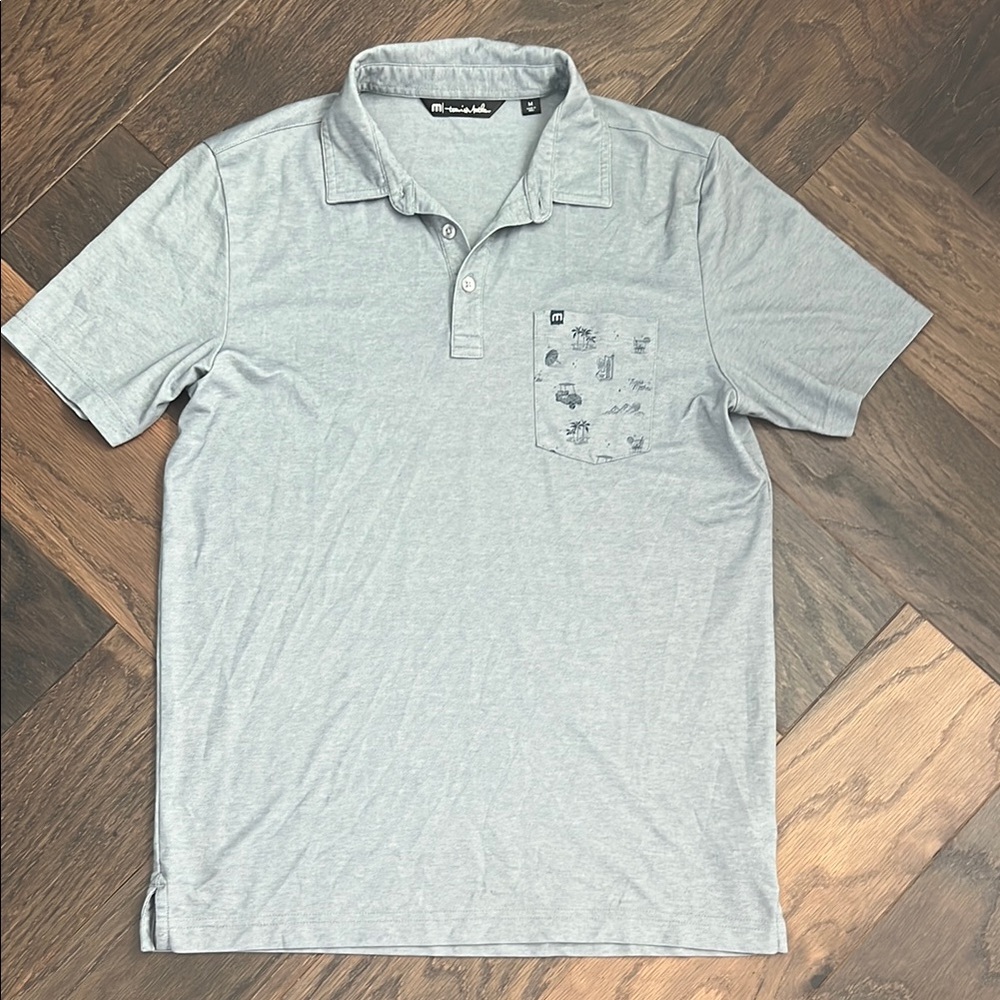 Travis Mathew Golf Pocket Gray Polo Shirt size Medium